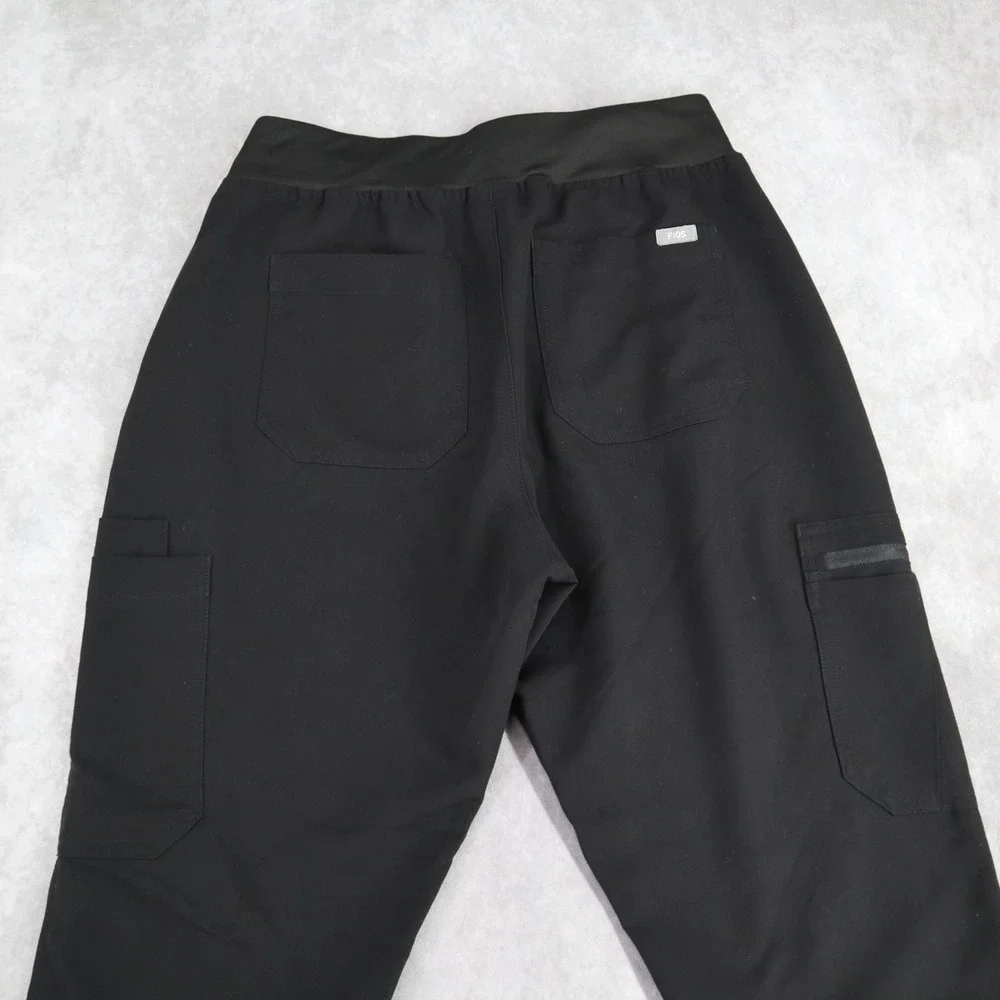 FIGS Scrub Pants Technical Collection Black Cargo M Petite Straight Leg